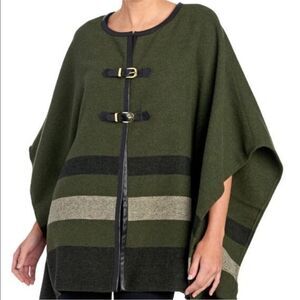 Rafaella Buckle Poncho Spruce Heather Green Large